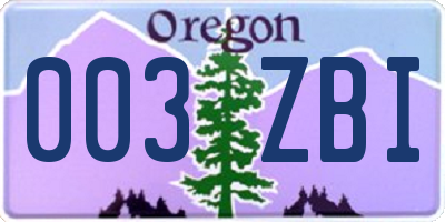 OR license plate 003ZBI