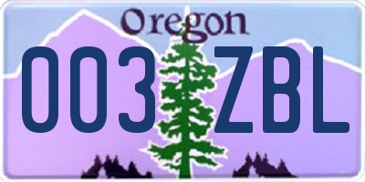 OR license plate 003ZBL