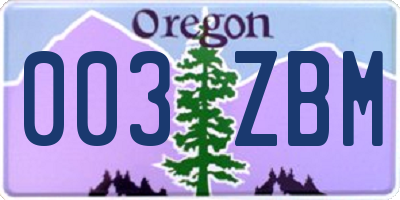 OR license plate 003ZBM