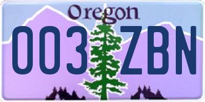 OR license plate 003ZBN