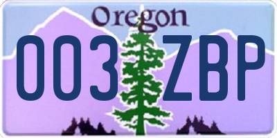 OR license plate 003ZBP