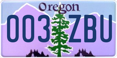 OR license plate 003ZBU