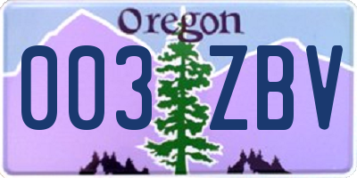 OR license plate 003ZBV