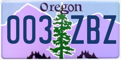 OR license plate 003ZBZ