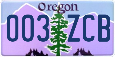 OR license plate 003ZCB
