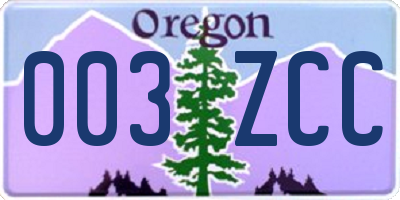 OR license plate 003ZCC