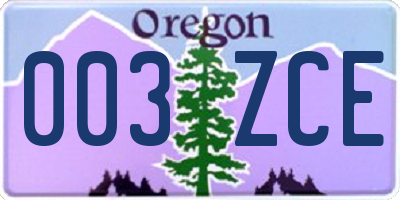 OR license plate 003ZCE