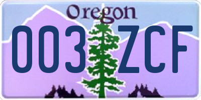 OR license plate 003ZCF