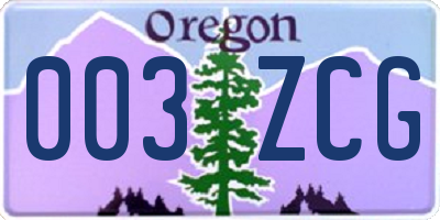 OR license plate 003ZCG