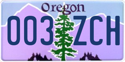 OR license plate 003ZCH