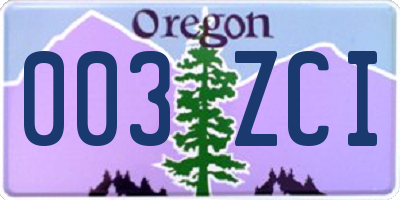OR license plate 003ZCI