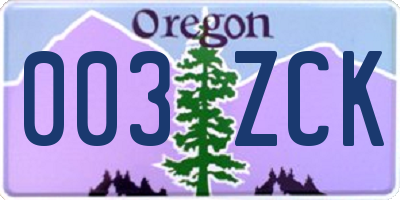 OR license plate 003ZCK