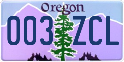 OR license plate 003ZCL