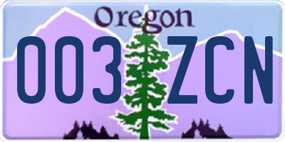OR license plate 003ZCN