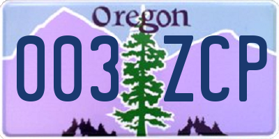 OR license plate 003ZCP