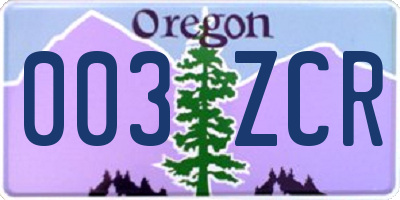 OR license plate 003ZCR