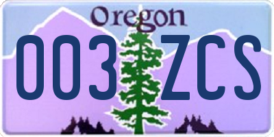 OR license plate 003ZCS