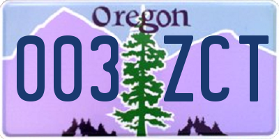 OR license plate 003ZCT