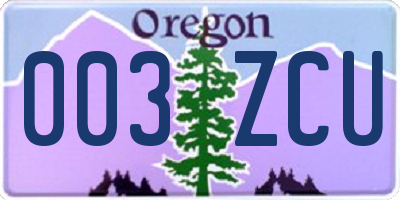 OR license plate 003ZCU