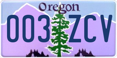 OR license plate 003ZCV