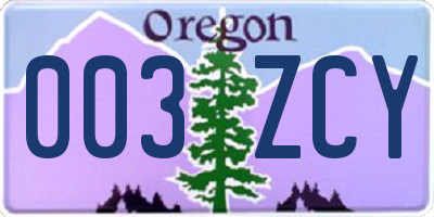 OR license plate 003ZCY