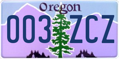 OR license plate 003ZCZ