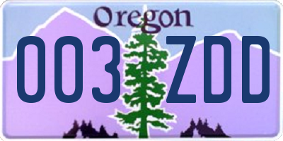 OR license plate 003ZDD