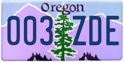 OR license plate 003ZDE