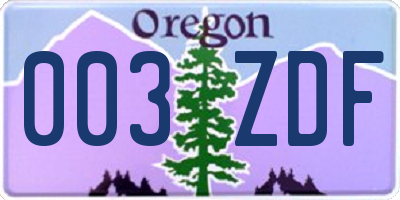 OR license plate 003ZDF