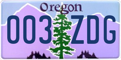 OR license plate 003ZDG