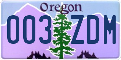OR license plate 003ZDM