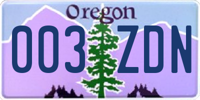 OR license plate 003ZDN