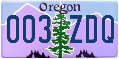 OR license plate 003ZDQ