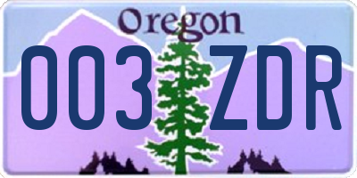 OR license plate 003ZDR