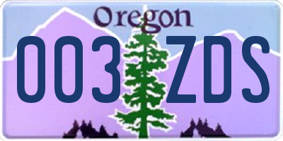 OR license plate 003ZDS