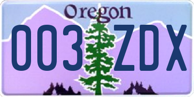 OR license plate 003ZDX