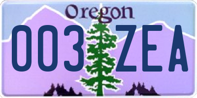 OR license plate 003ZEA