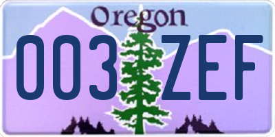 OR license plate 003ZEF