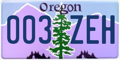 OR license plate 003ZEH