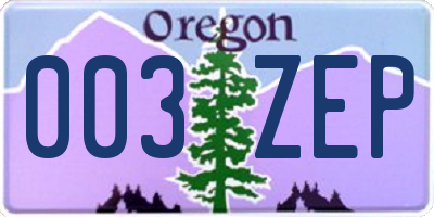 OR license plate 003ZEP