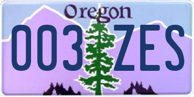 OR license plate 003ZES