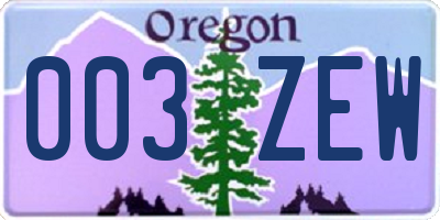 OR license plate 003ZEW