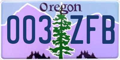 OR license plate 003ZFB