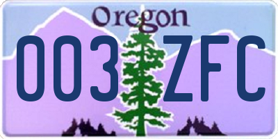 OR license plate 003ZFC
