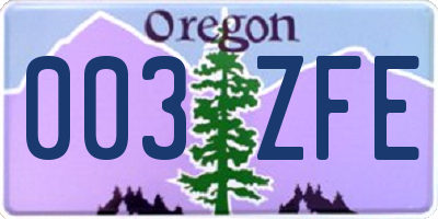 OR license plate 003ZFE