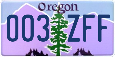 OR license plate 003ZFF