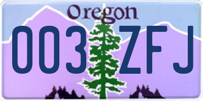 OR license plate 003ZFJ
