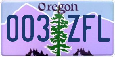 OR license plate 003ZFL