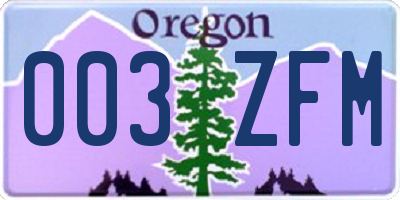 OR license plate 003ZFM