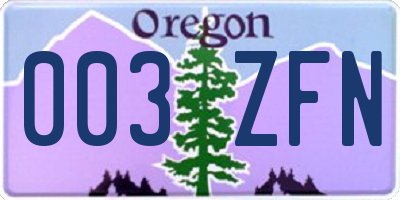 OR license plate 003ZFN